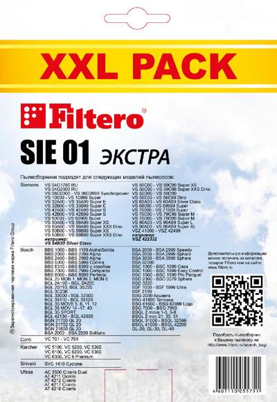 Мешки-пылесборники Filtero SIE 01 XXL Pack ЭКСТРА, 8 шт + микрофильтр, синтетические - фото4