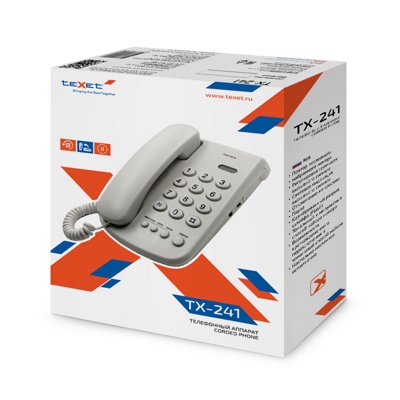 Проводной телефон TeXet TX-241 White (светло-серый)  - фото3