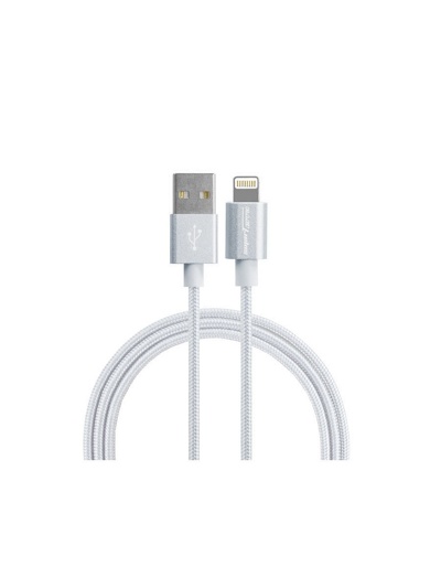 USB-кабель Smarterra STR-AL002M для iPhone/iPad/iPod 8-pin Lightning, MFI (1м, нейлон, серебристый) - фото2