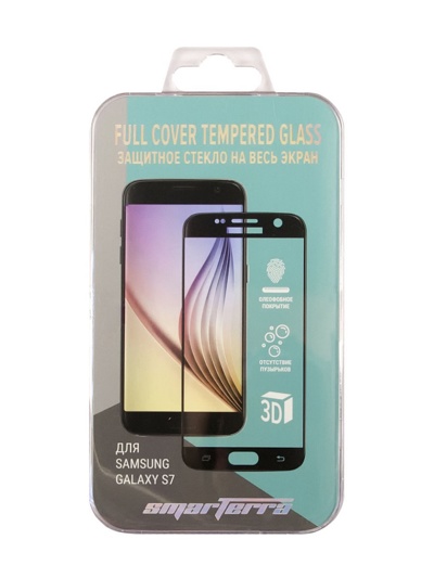 Защитное стекло для samsung S7 Smarterra Full Cover TEMPERED Glass (черное) - фото