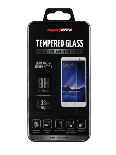 Защитное стекло для Xiaomi Redmi Note 4 SMARTERRA TEMPERED GLASS (0,33мм, пластиковый бокс) - фото