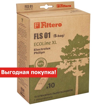 Filtero FLS 01 (S-bag) ECOLine XL, Мешки-пылесборники 10 шт + микрофильтр - фото