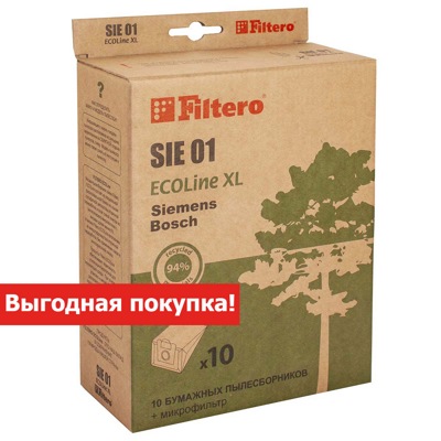 Filtero SIE 01 ECOLine XL, Мешки-пылесборники  10 шт + микрофильтр - фото