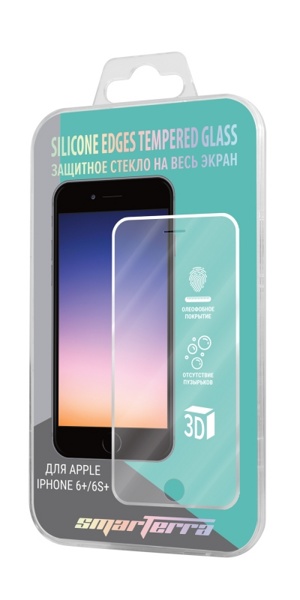 Защитное стекло для apple iPhone 6 Plus / 6S Plus Smarterra Full Cover TEMPERED Glass SE на весь экран (силиконовый край) - фото