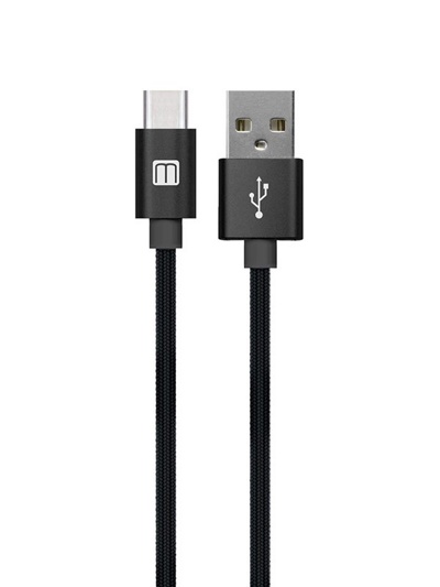 USB - кабель MEDIAGADGET U-TC12  2.0 USB - USB TYPE C (черный, 1м, нейлон, металлический коннектор) - фото2