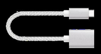 OTG-адаптер Smarterra STR-TCU20 Type C - USB F (20см,нейлоновая оплетка,серебристый) - фото2